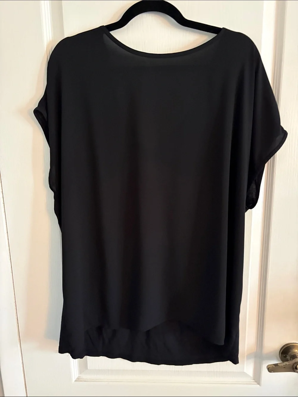 LOFT Black Short Sleeve Relaxed Blouse